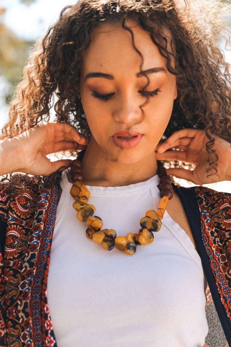 Chunky Amber Beaded Necklace - Bela Fils BoutiqueAccessoriesBela Fils Boutique